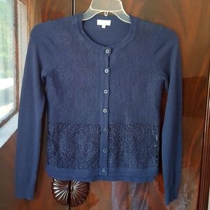Escada Sport Blue Knit Cardigan with Lace